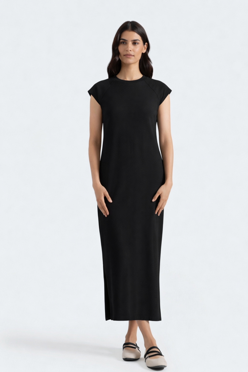 Blacked TEE DRESS RIBBED COTTON SLIM FIT - AMSWISS