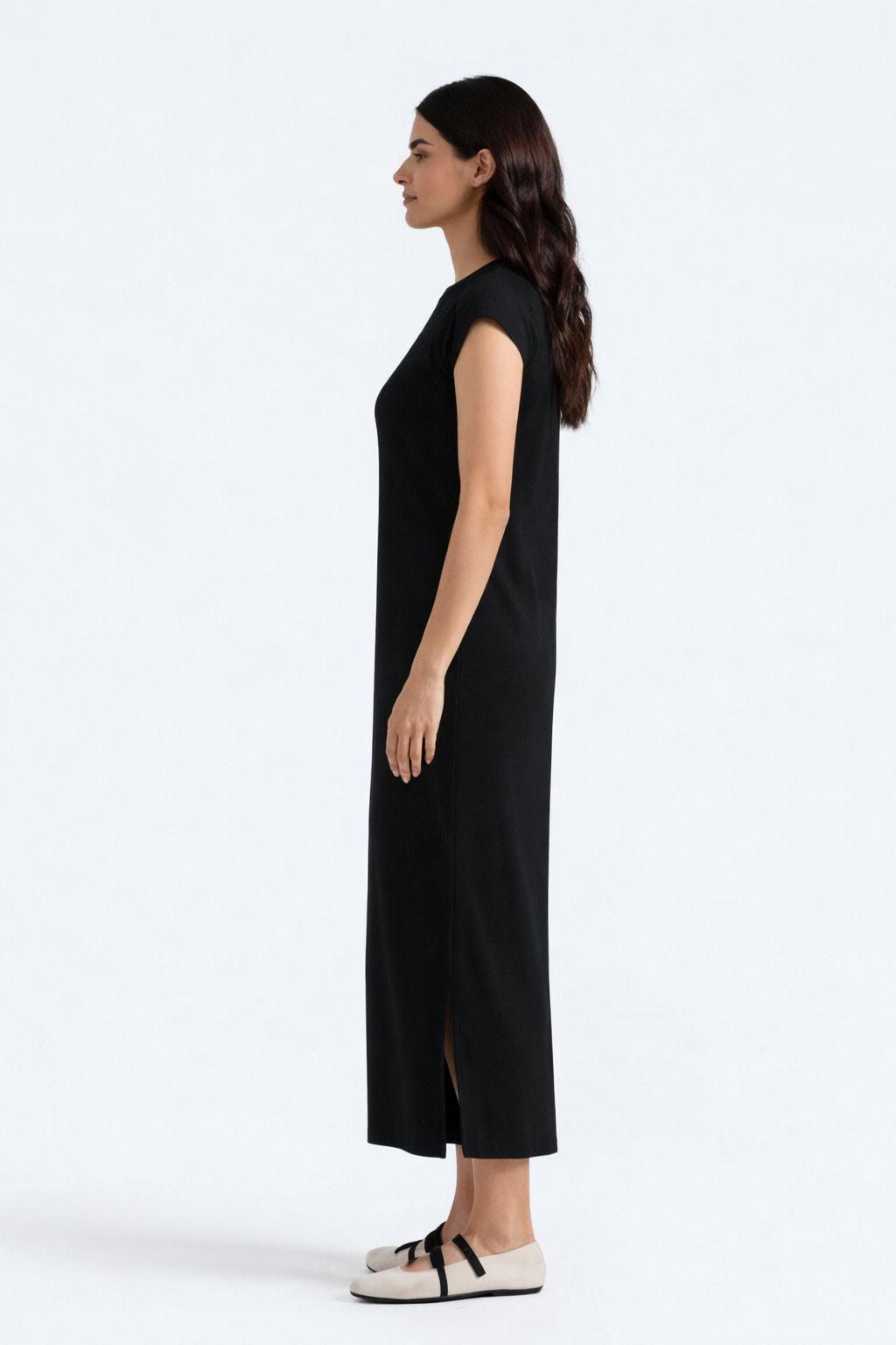 Blacked TEE DRESS RIBBED COTTON SLIM FIT - AMSWISS