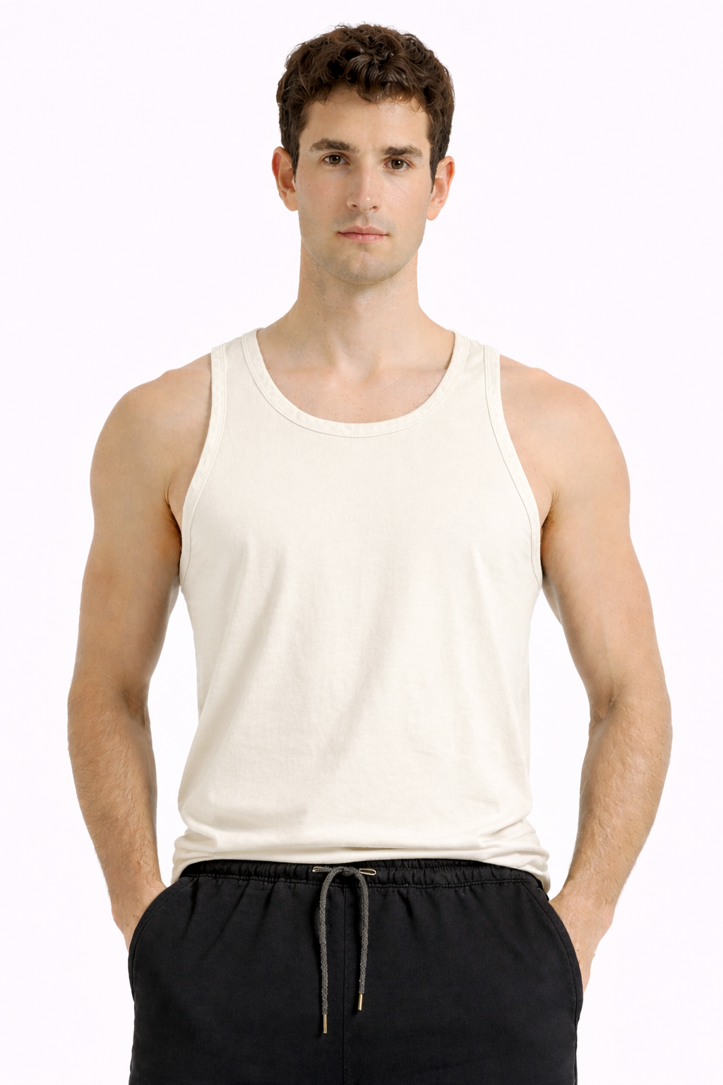 Men basic Tank Top - Off White - amswiss