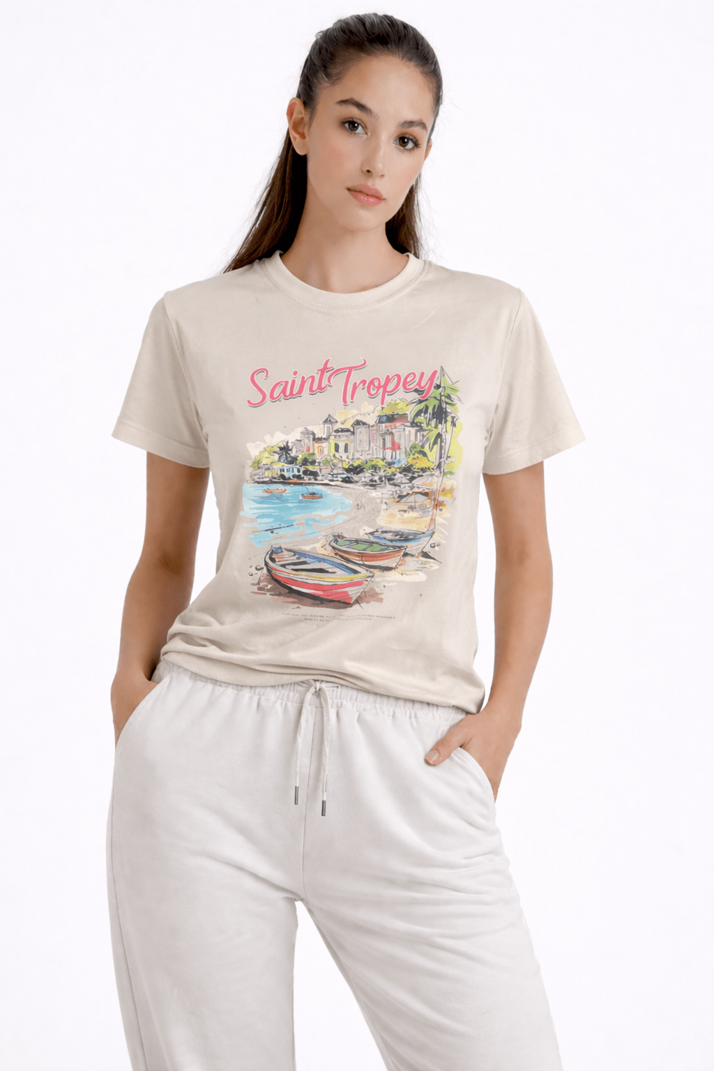 BEIGE SAINT TROPEY T - SHIRT - amswiss