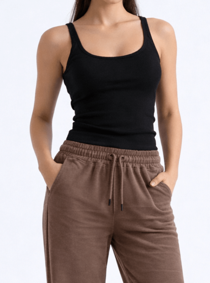 WOMAN BASIC TANK TOP - BLACK - amswiss